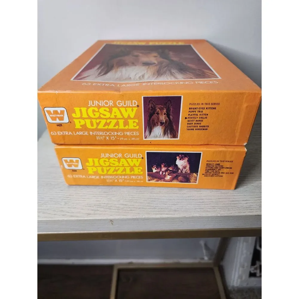 Vintage Junior Guild Jigsaw‎ Dog Puzzles Set Of 2